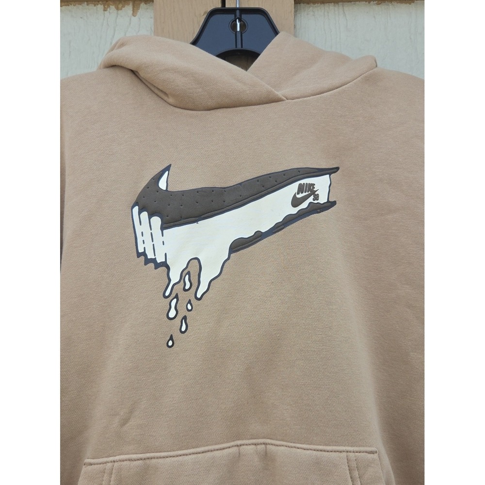 Nike SB Kids Easy On Parachute Beige Hoodie Large Sporty Athletic Swoosh Skater - Picture 2 of 8